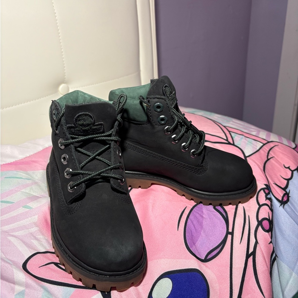 Timberland Kids Black and Brown Lace-Up Boots